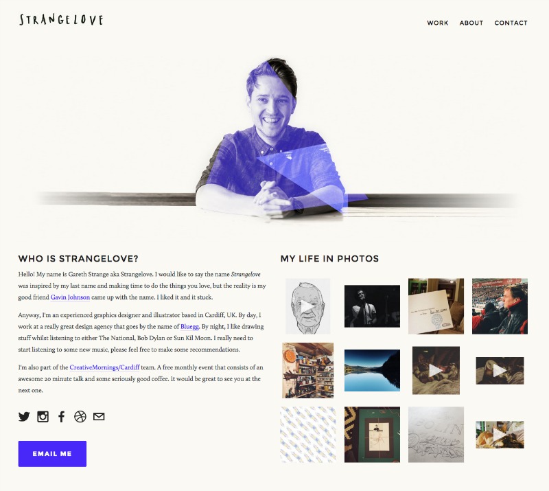 Gareth Strange about me page example
