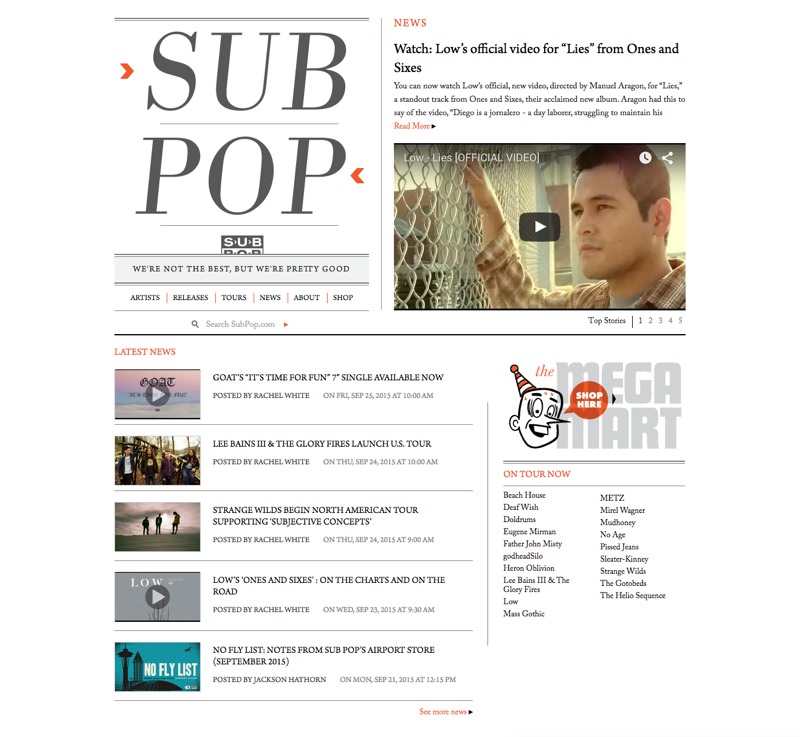 subpop records page layout example